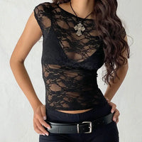 Camiseta encaje negro - vista 4